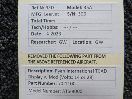 Ryan 70-1100 Ryan International TCAD ATS-9000 Display w Mod (Volts: 14 or 28)