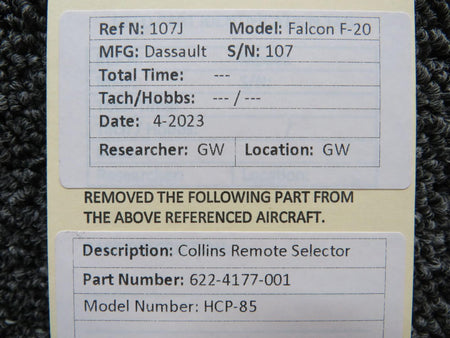 Collins 622-4177-001 Collins HCP-85 Remote Selector