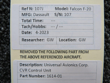 Universal Avionics Corp. 1614-01 Universal Avionics Corp. CVR Control Unit
