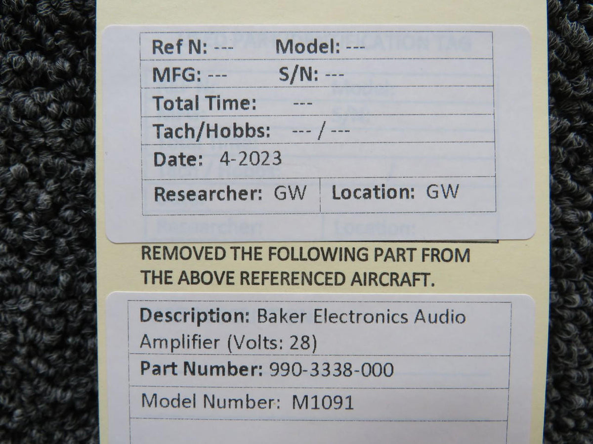 Baker Electronics Inc. 990-3338-000 Baker Electronics M1091 Audio Amplifier (Volts: 28)
