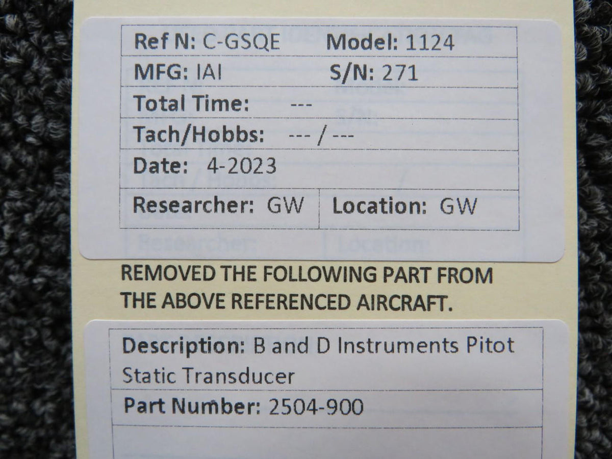 B and D Instruments 2504-900 B and D Instruments Pitot Static Transducer