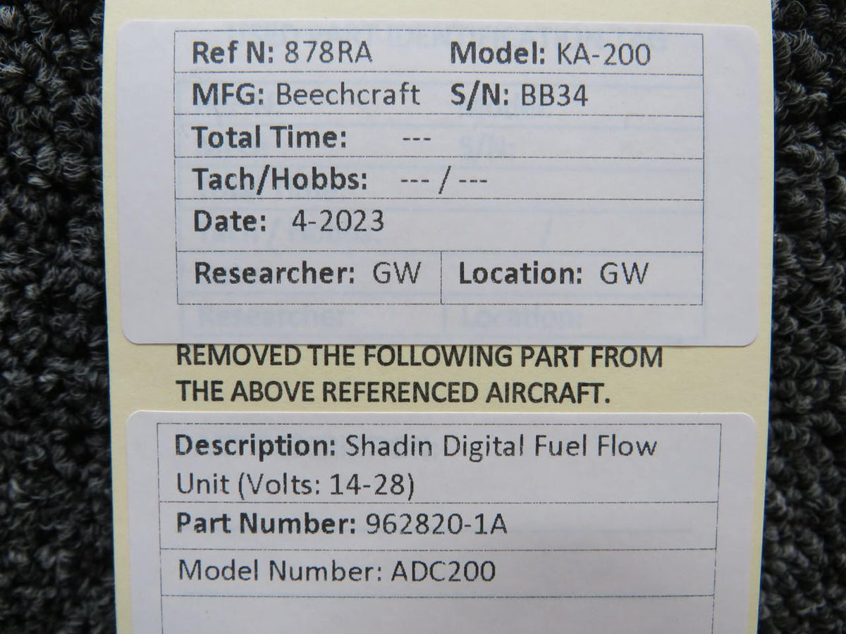 Shadin 962820-1A Shadin ADC200 Digital Fuel Flow Unit (Volts: 14-28)