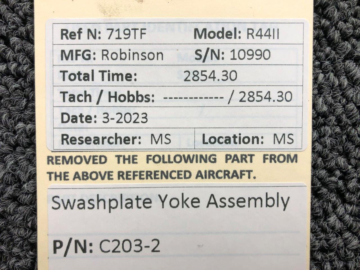 Robinson Helicopter & Airplane Parts C203-2 Robinson R44II Swashplate Yoke Assembly