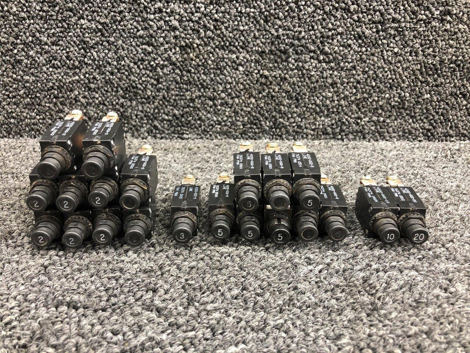 Mechanical Products 4200-002 Mechanical Products Push Circuit Breaker Set (Amps: 2, 3, 5, 10, 20)