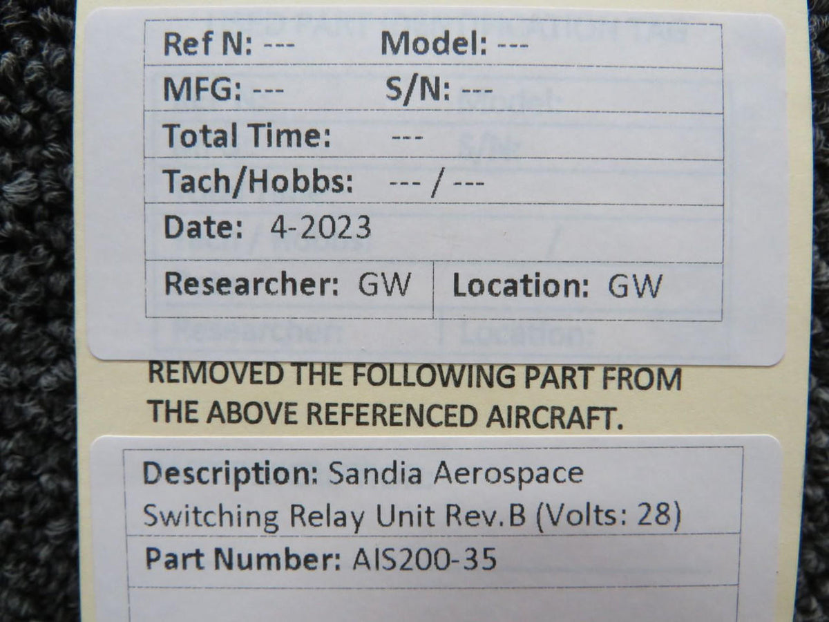 Sandia Aerospace AIS200-35 Sandia Aerospace Switching Relay Unit Rev.B (Volts: 28)