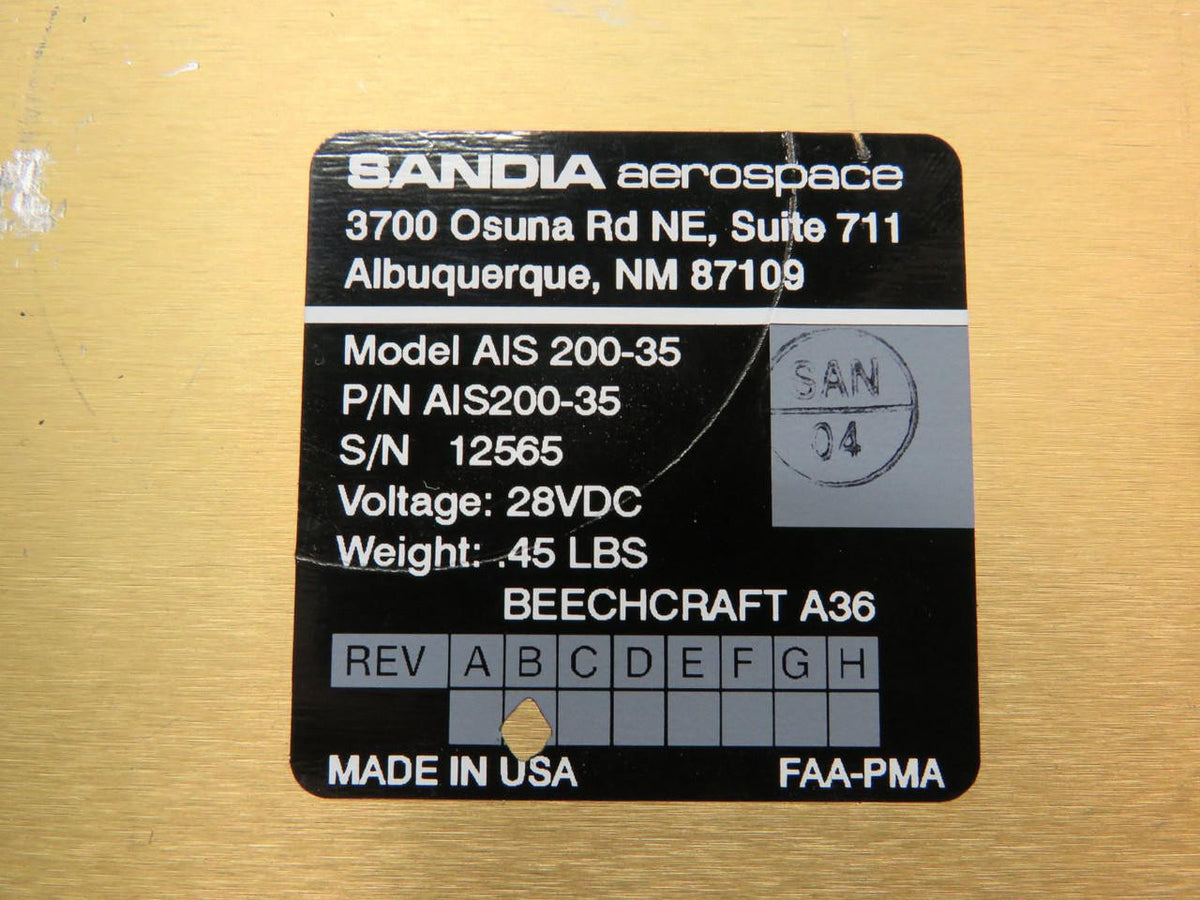 Sandia Aerospace AIS200-35 Sandia Aerospace Switching Relay Unit Rev.B (Volts: 28)