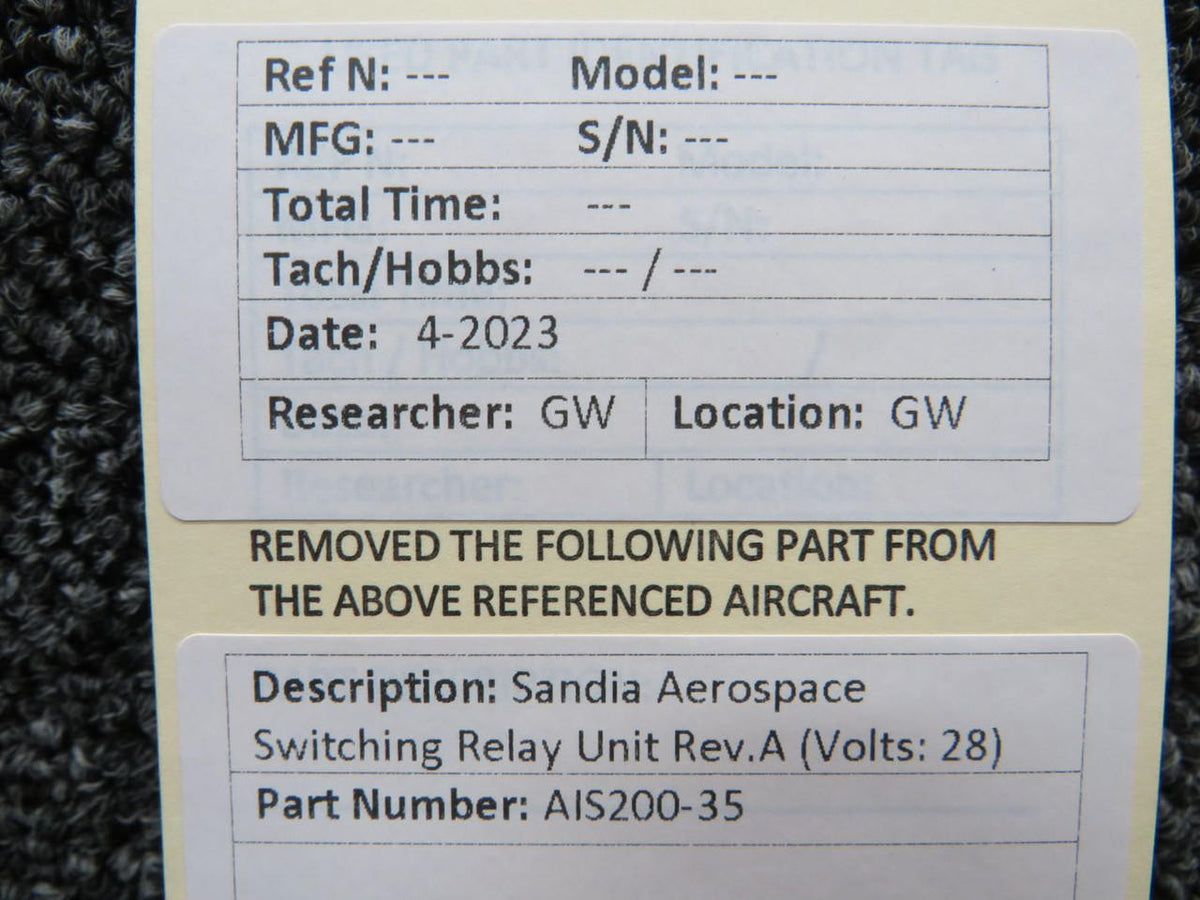 Sandia Aerospace AIS200-35 Sandia Aerospace Relay Switching Unit Rev.A (Volts: 28)