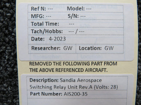 Sandia Aerospace AIS200-35 Sandia Aerospace Relay Switching Unit Rev.A (Volts: 28)