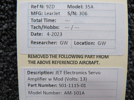 Jet Electronics 501-1115-01 JET Electronics AM-101A Servo Amplifier w Mod (Volts: 13)