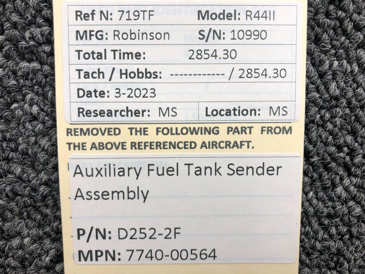 Robinson Helicopter & Airplane Parts 7740-00564 (Alt: D252-2F) Robinson R44II Auxiliary Fuel Tank Sender Assembly