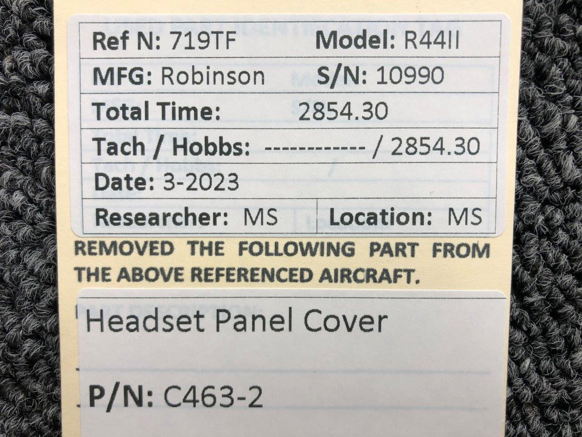Robinson Helicopter & Airplane Parts C463-2 Robinson R44II Headset Panel Cover