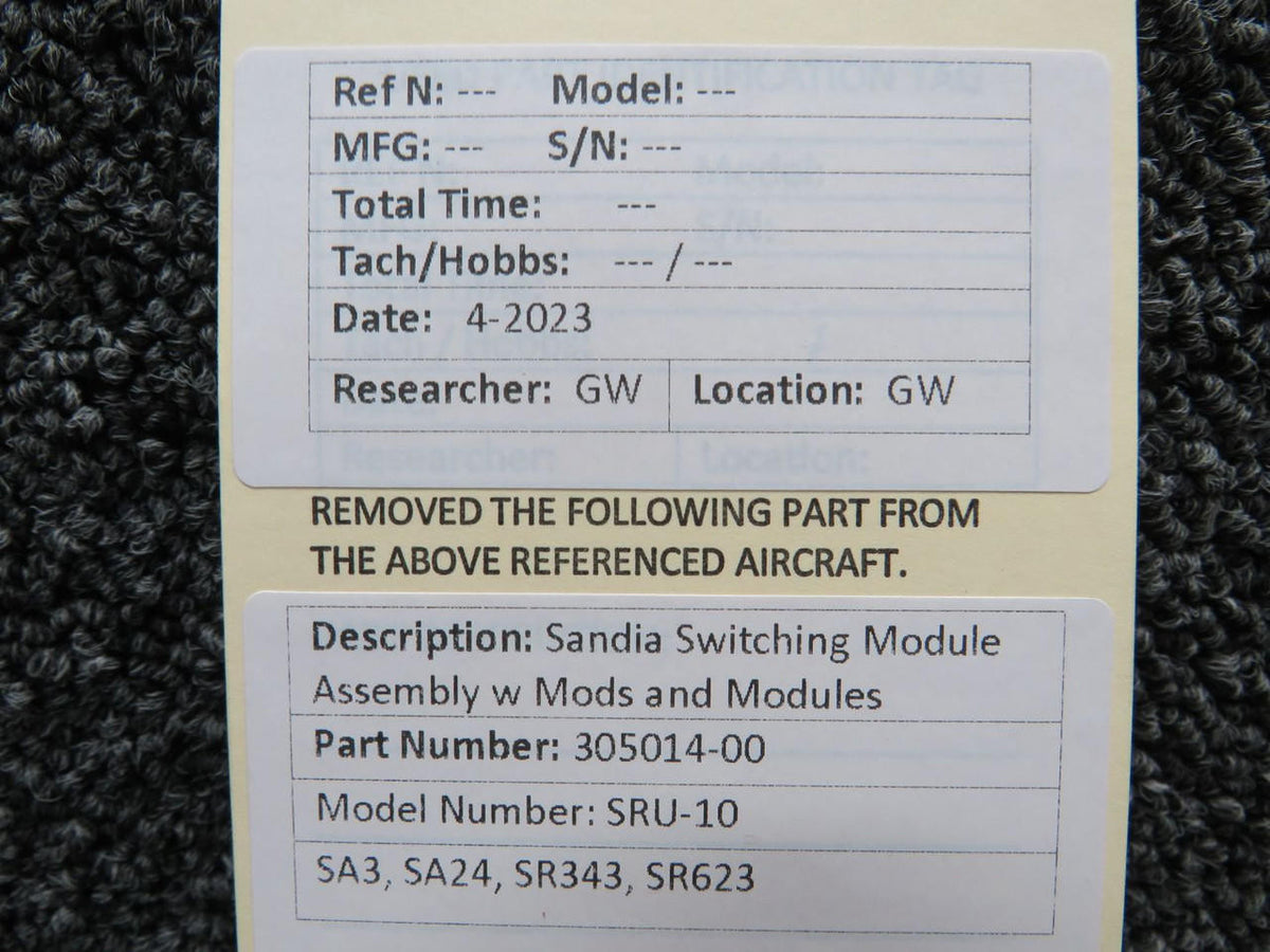 Sandia 305014-00 Sandia SRU-10 Switching Module Assembly w Mods and Modules