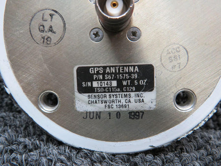 Sensor Systems S67-1575-39 (Alt: 121-017686-01) Sensor Systems GPS Antenna