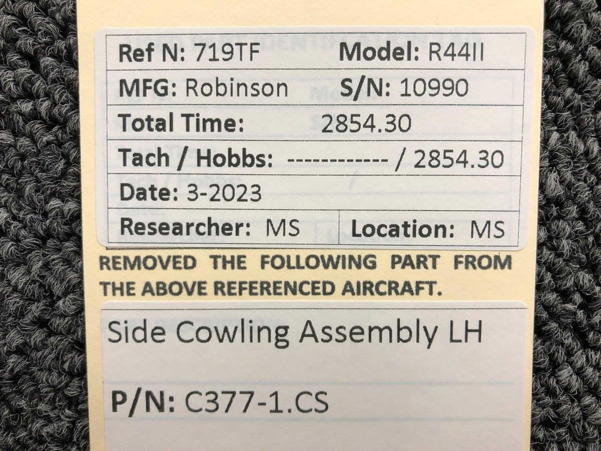 Robinson Helicopter & Airplane Parts C377-1.CS Robinson R44II Side Cowling Assembly LH