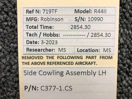 Robinson Helicopter & Airplane Parts C377-1.CS Robinson R44II Side Cowling Assembly LH