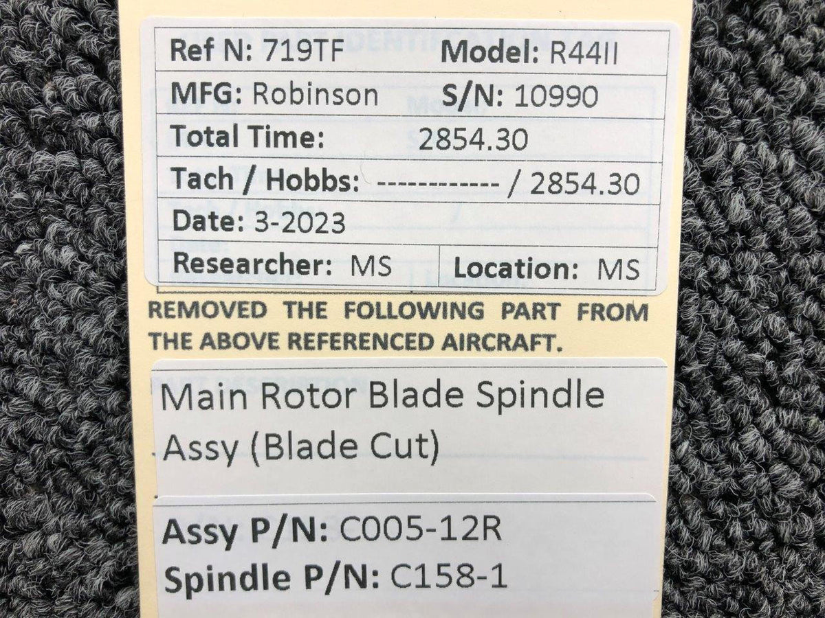 Robinson Helicopter & Airplane Parts C005-12R Robinson R44II Main Rotor Blade Spindle Assembly (CORE)