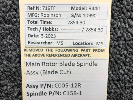 Robinson Helicopter & Airplane Parts C005-12R Robinson R44II Main Rotor Blade Spindle Assembly (CORE)