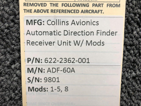 Collins Avionics 622-2362-001 Collins ADF-60A Automatic Direction Finder Receiver With Mods