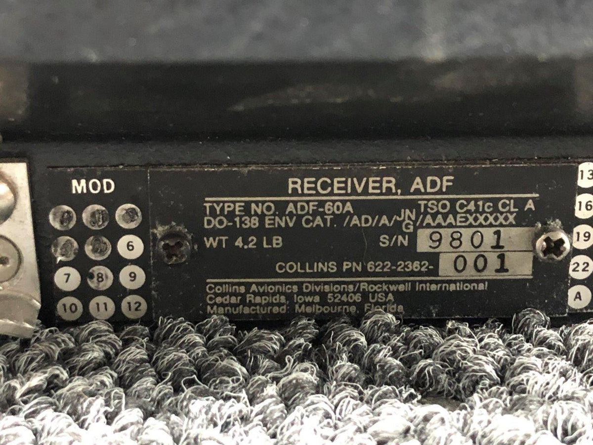 Collins Avionics 622-2362-001 Collins ADF-60A Automatic Direction Finder Receiver With Mods