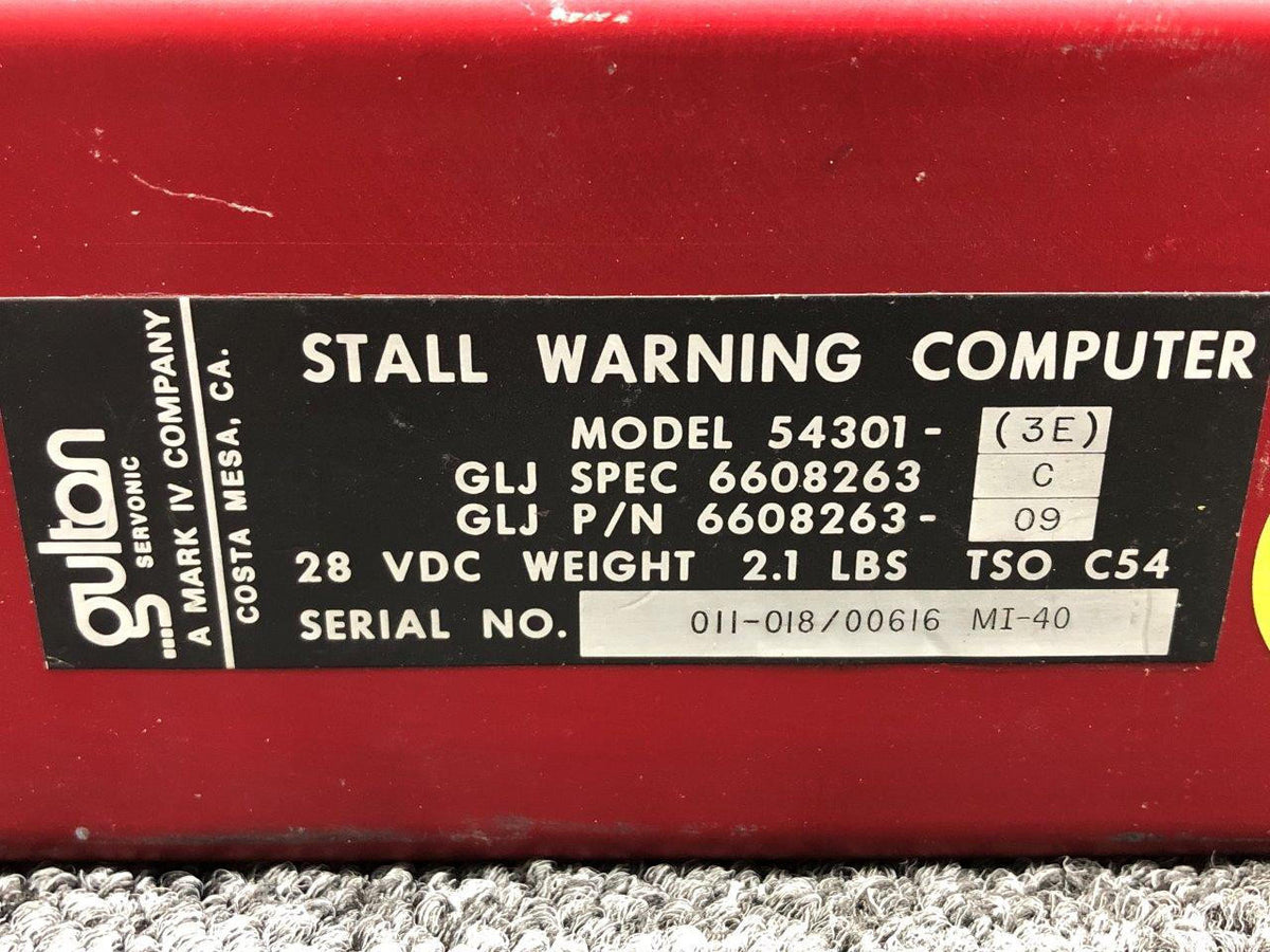 Gulton Servo 6608263-09 Gulton Servo 54301-3E Stall Warning Computer (Volts: 28)