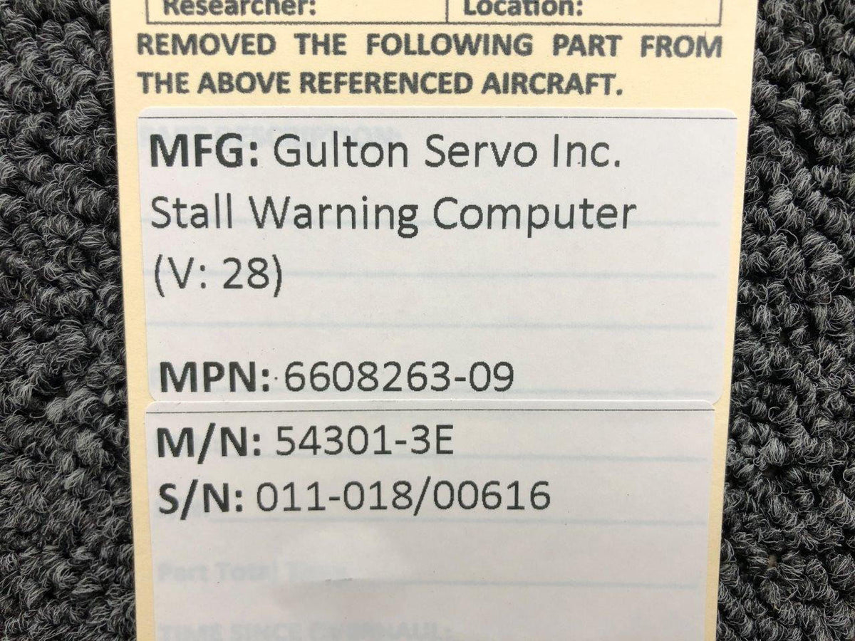 Gulton Servo 6608263-09 Gulton Servo 54301-3E Stall Warning Computer (Volts: 28)