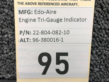 Edo-Aire 22-804-082-10 (Alt: 96-380016-1) Edo-Aire Engine Tri Gauge (Minus Probe)