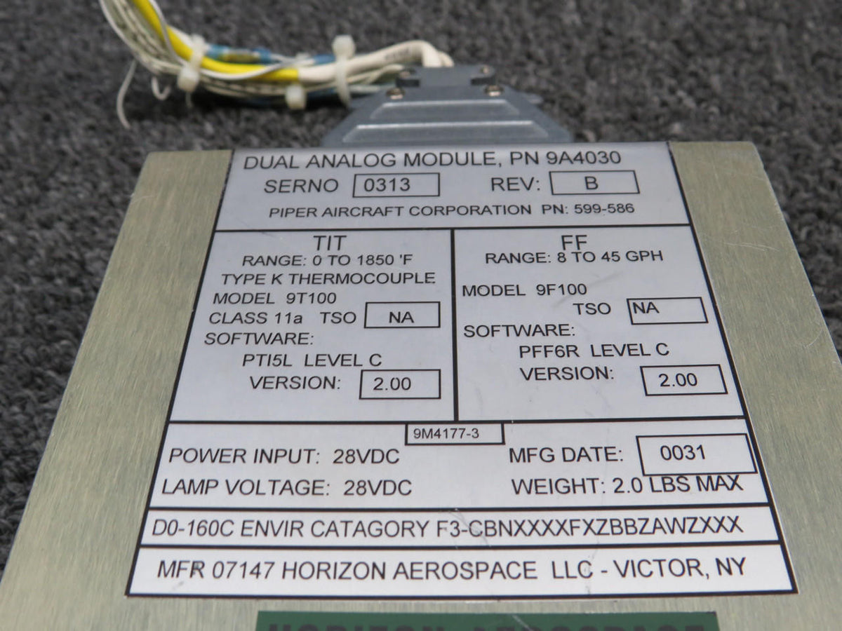 Horizon Aerospace  9A4030 Rev. B Horizon Aerospace Dual Analog Module, TIT and Fuel Flow (28V)