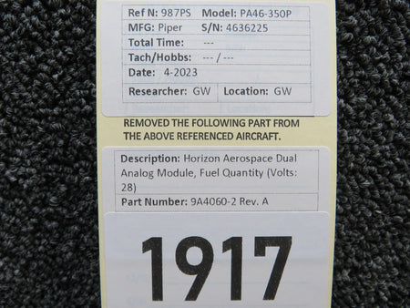 Horizon Aerospace  9A4060-2 Rev. A Horizon Aerospace Dual Analog Module, Fuel Quantity (Volts: 28)
