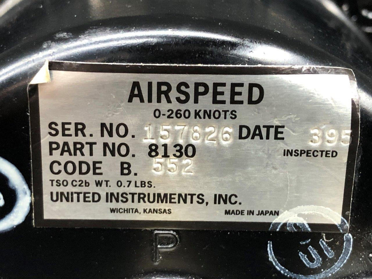 United Instruments Code: B.552 United Instruments Lighted, 28V Airspeed Indicator - Part No 8130