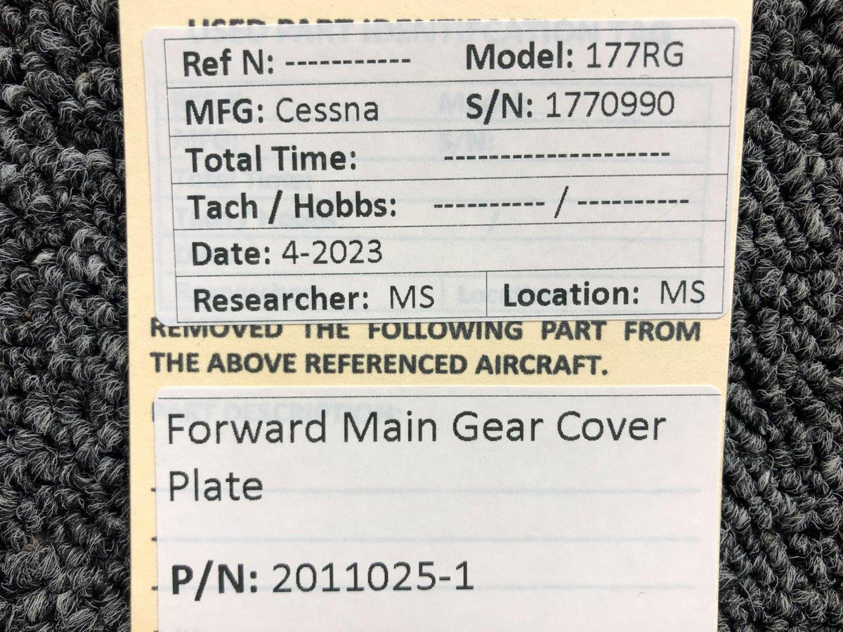 Cessna Aircraft Parts 2011025-1 Cessna 177RG Forward Main Gear Cover Plate