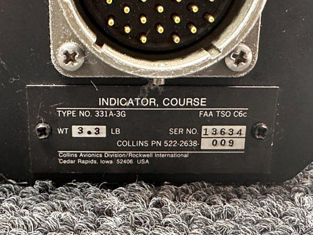Collins 522-2638-009 Collins Avionics, Rockwell 331A-3G Course Indicator