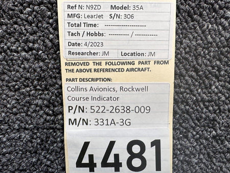 Collins 522-2638-009 Collins Avionics, Rockwell 331A-3G Course Indicator