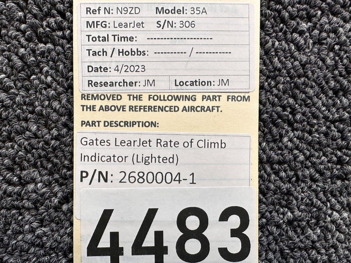 Learjet 2680004-1 Gates Learjet Rate of Climb Indicator (Lighted)