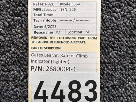 Learjet 2680004-1 Gates Learjet Rate of Climb Indicator (Lighted)