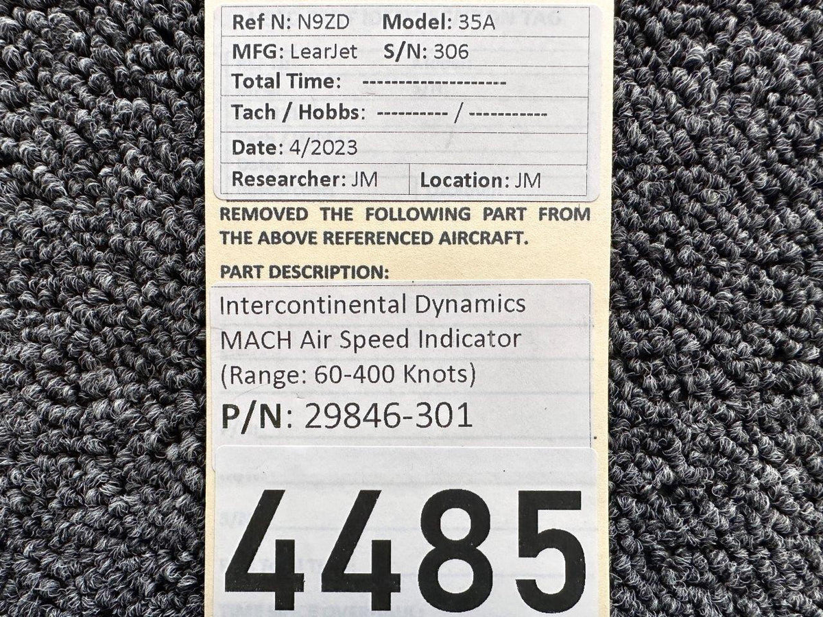Intercontinental Dynamics Corp. 29846-301 Intercontinental Dynamics Mach Air Speed Indicator