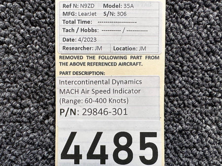 Intercontinental Dynamics Corp. 29846-301 Intercontinental Dynamics Mach Air Speed Indicator