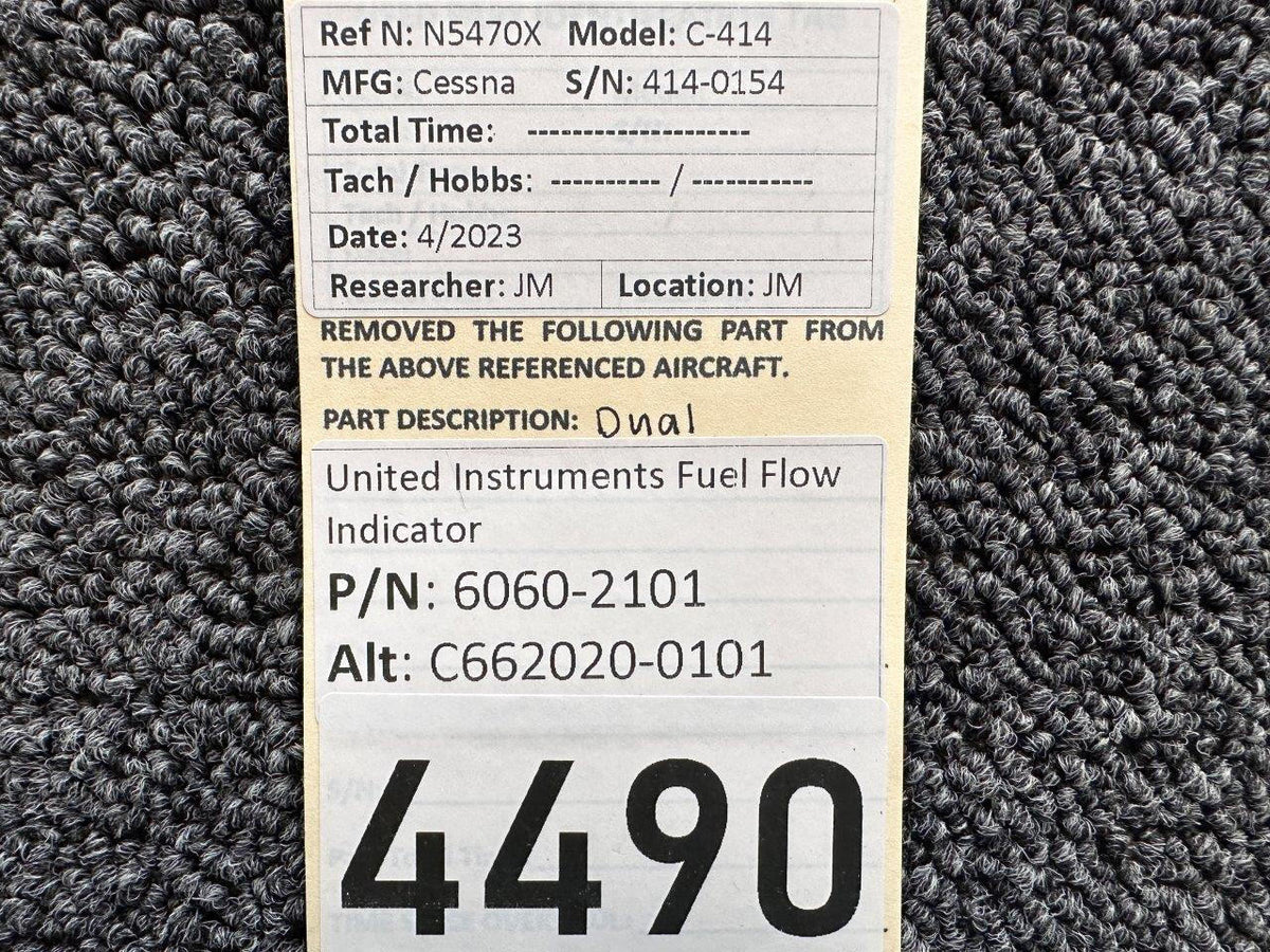 United Instruments 6060-2101 (Alt: C662020-0101) United Instruments Dual Fuel Flow Indicator