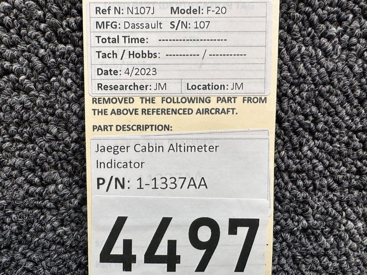 jaeger 1-1337AA Jaeger Cabin Altimeter Indicator
