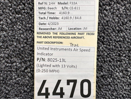 United Instruments 8025-13L United Instruments True Air Speed Indicator (Lighted with 13 Volts)
