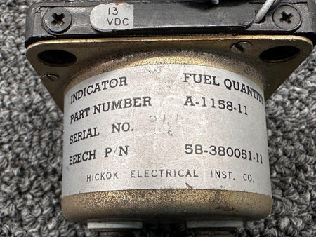 Hickok A-1158-11 (Alt: 58-380051-11) Hickok Electrical Fuel Quantity Indicator, Lighted