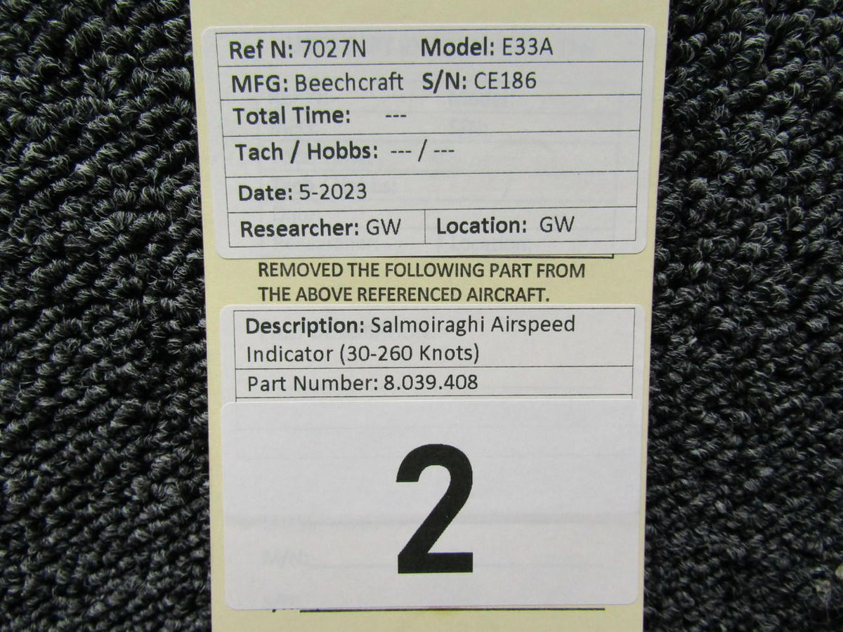 Salmoiraghi 8.039.408 Salmoiraghi Airspeed Indicator (30-260 Knots)