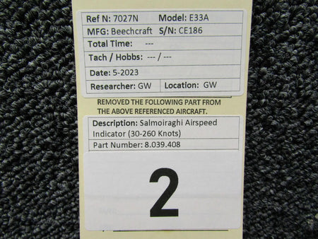 Salmoiraghi 8.039.408 Salmoiraghi Airspeed Indicator (30-260 Knots)