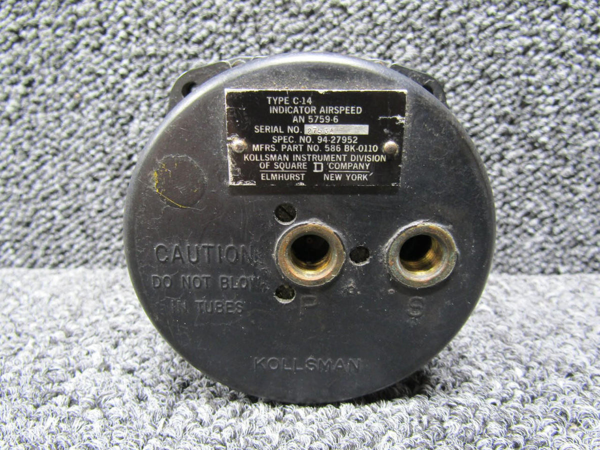 kollsman AN5759-6 Kollsman Type C-14 Airspeed Indicator (40-260 Knots)
