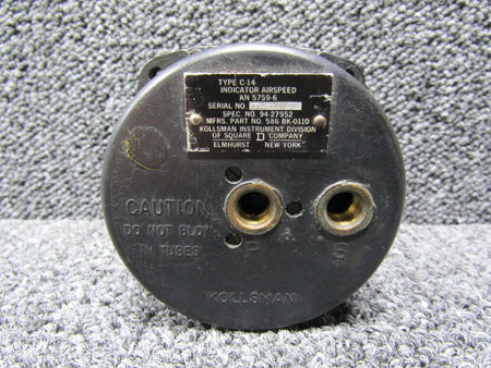 kollsman AN5759-6 Kollsman Type C-14 Airspeed Indicator (40-260 Knots)