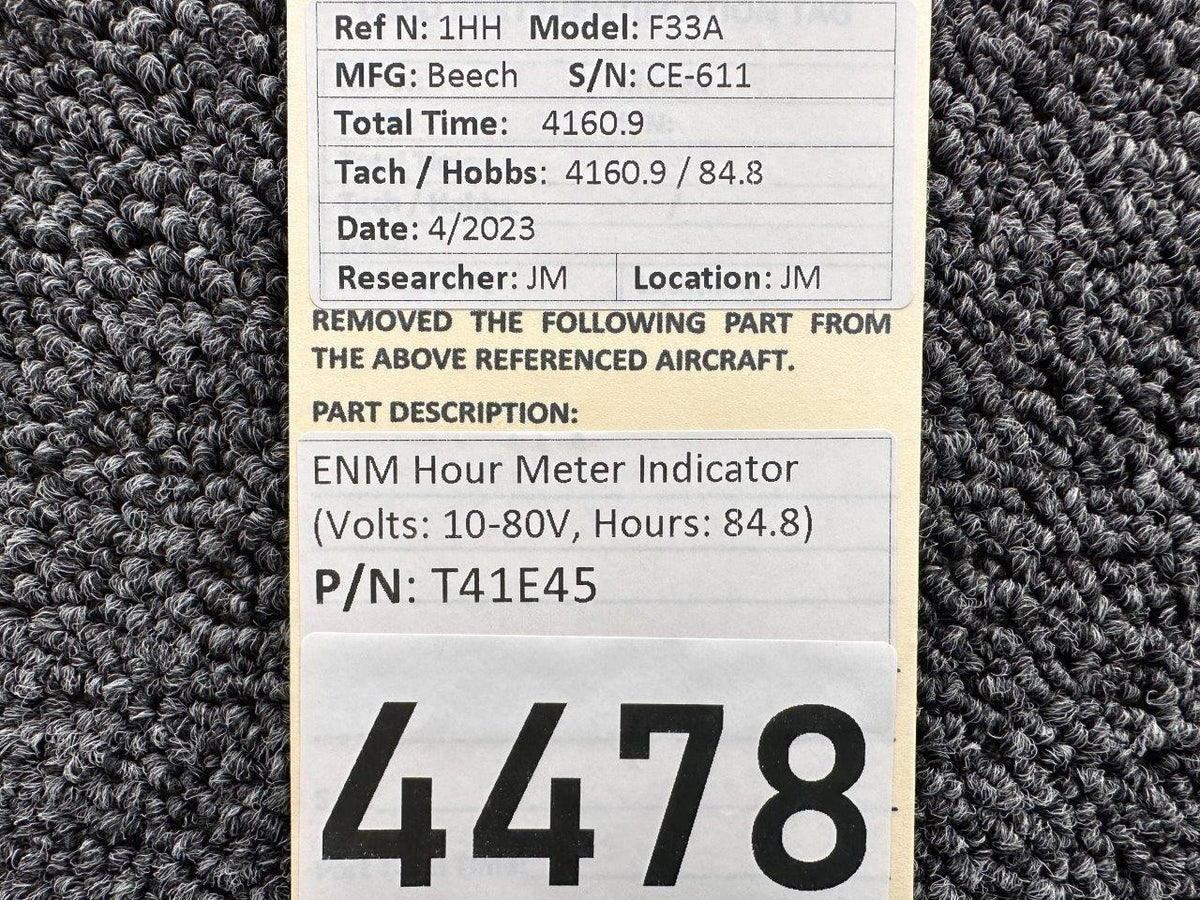 ENM T41E45 ENM Hour Meter Indicator (Hours: 84.8) (Volts: 10-80)