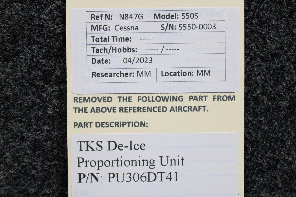 TKS PU306DT41 TKS De-Ice Proportioning Unit