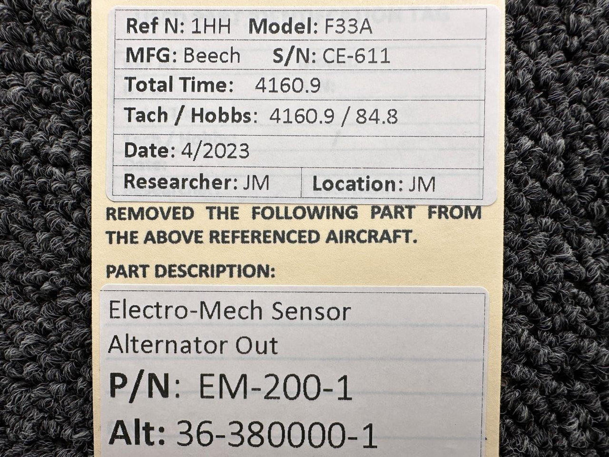 Electro-Mech EM-200-1 (Alt: 36-380000-1) Electro-Mech Sensor Alternator Out