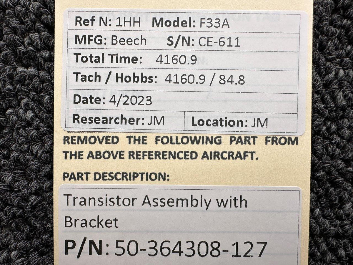 Beechcraft Parts 50-364308-127 Beechcraft F33A Transistor Assembly with Bracket Assembly