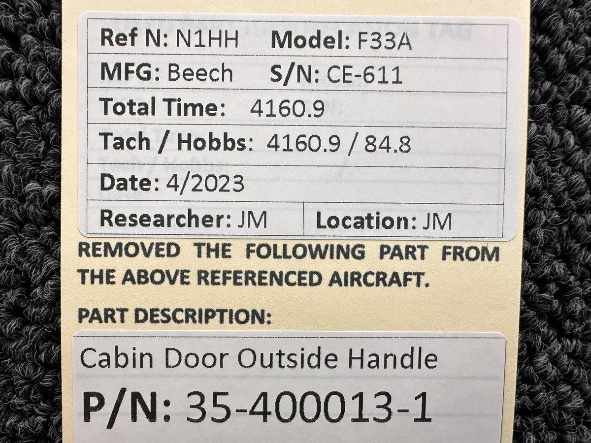 Beechcraft Parts 35-400013-1 Beechcraft F33A Cabin Door Outside Handle