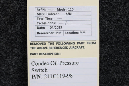 Condec 211C119-98 Condec Oil Pressure Switch